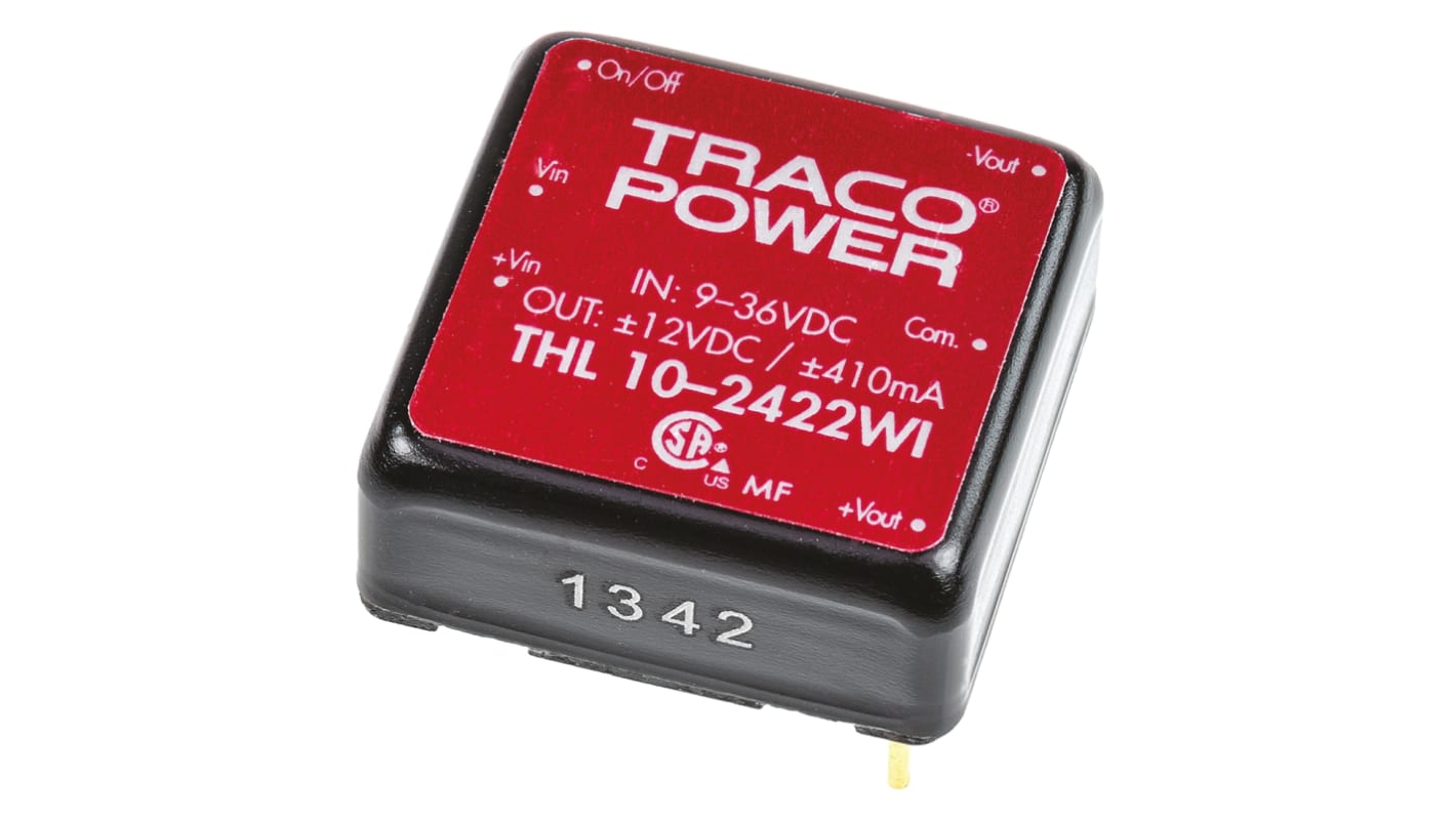 TRACOPOWER DC-DCコンバータ Vout：±12V dc 9 → 36 V dc, 10W, THL 10-2422WI