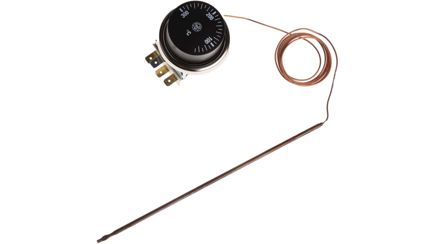 RS PRO Adjustable Capillary Thermostat, Opens at +310°C, Closes at +50