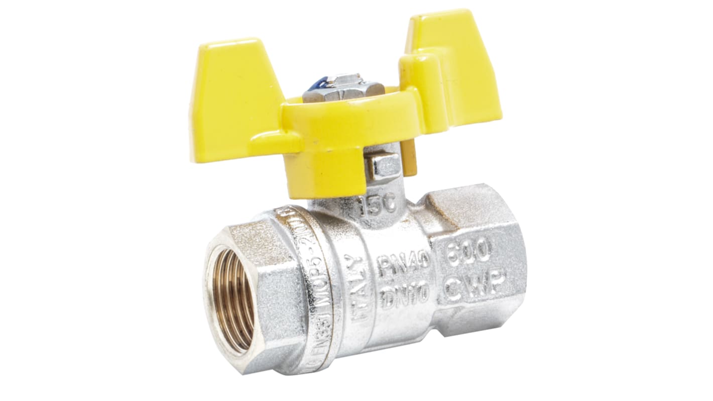 RS PRO Brass 2 Way, Ball Valve, BSPP 3/8in, 40 → 30bar Operating Pressure