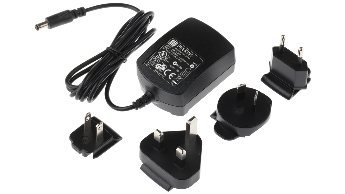 Phihong 15W Plug In Power Supply 9V dc Output, 1.667A Output