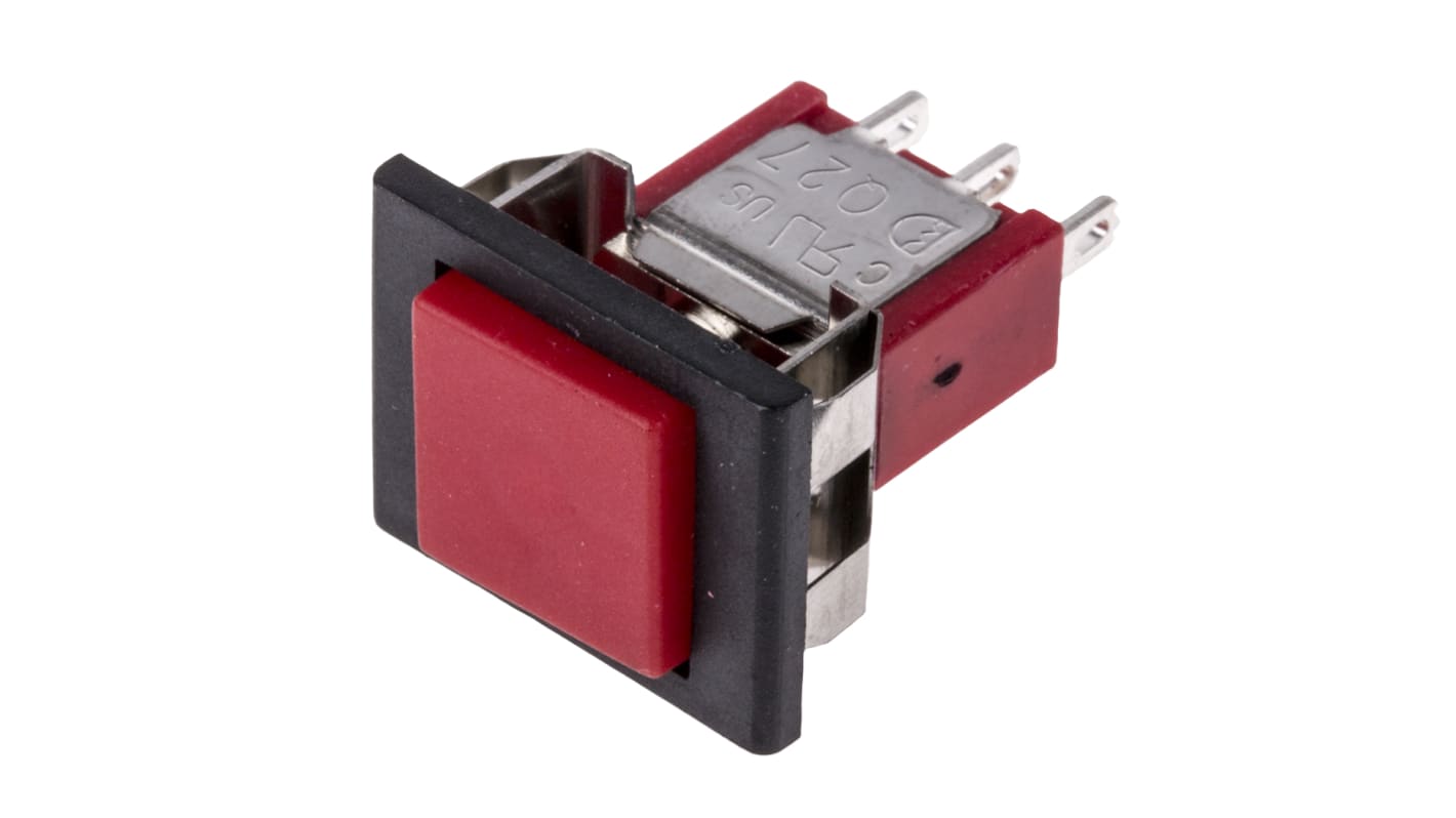 Interruptor de Botón Pulsador RS PRO, color de botón Rojo, SPDT, acción momentánea, 3 A a 120 V ac, 32/50/125V ac,