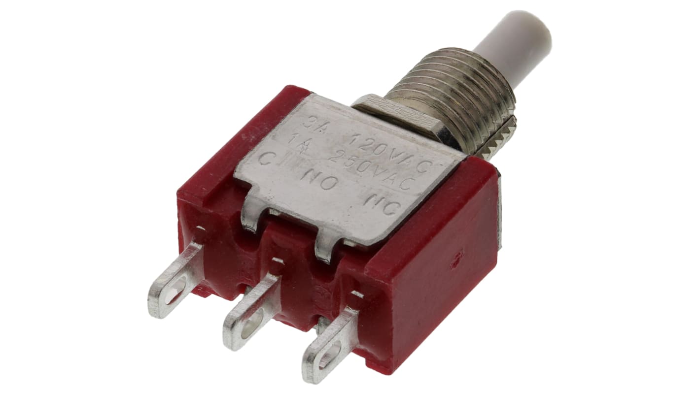 RS PRO Push Button Switch, Momentary, Panel Mount, 6.35mm Cutout, SPDT, 32/50/125V ac