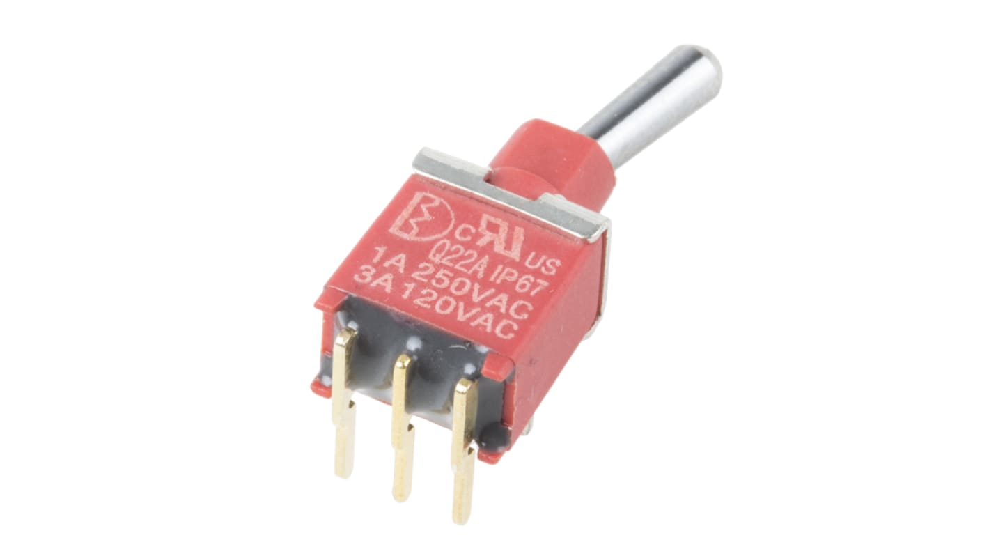 RS PRO Toggle Switch, PCB Mount, On-(On), SPDT, Through Hole Terminal