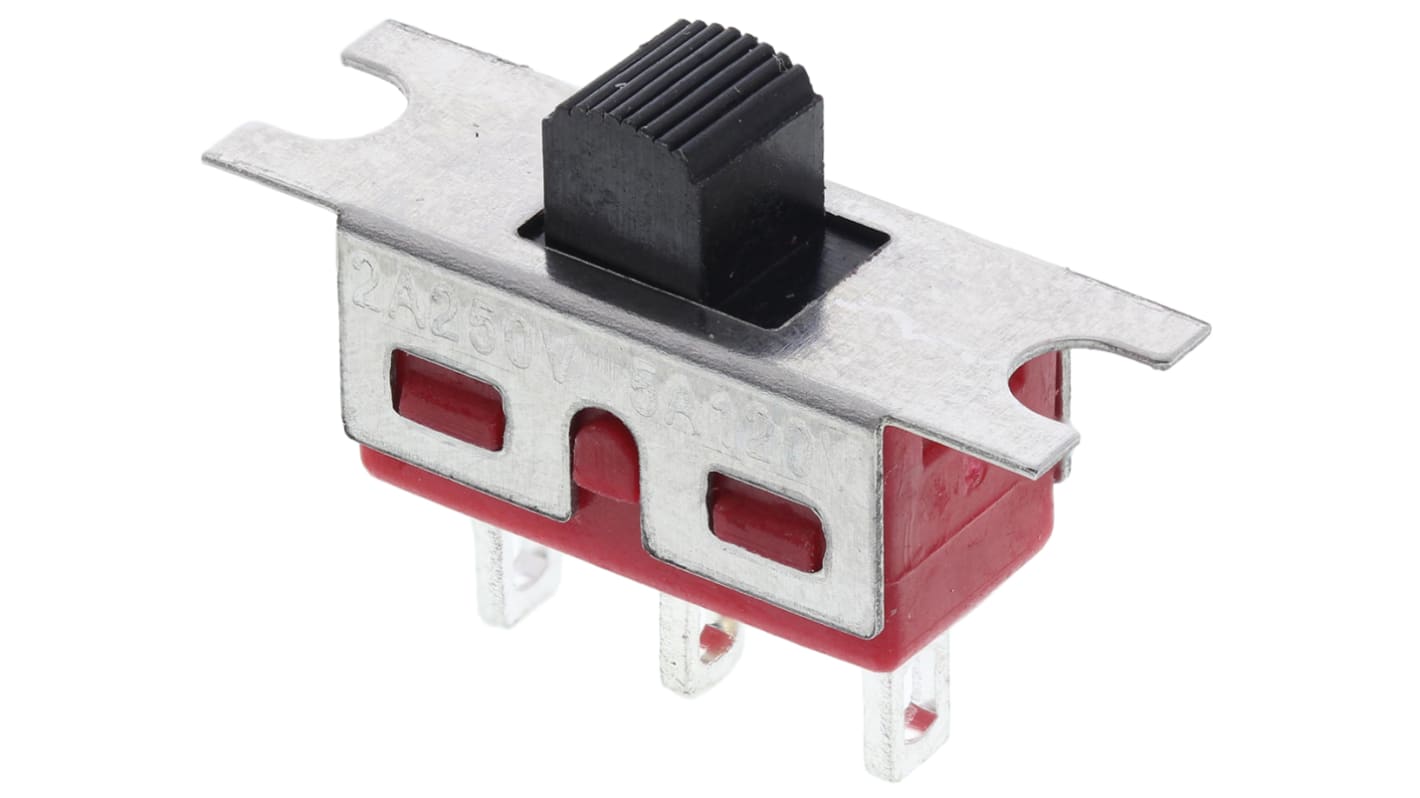 Interruptor de actuador deslizante SPDT, Enclavamiento, 5 A a 28 V dc, actuador superior, Montaje en Panel