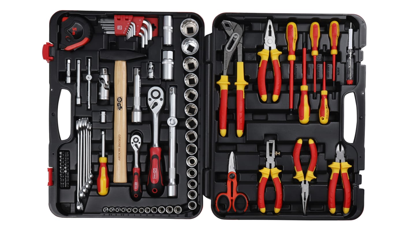 Mallette à outils Électriciens RS PRO, Jeu de 88 pièces Code commande RS:  734-8885