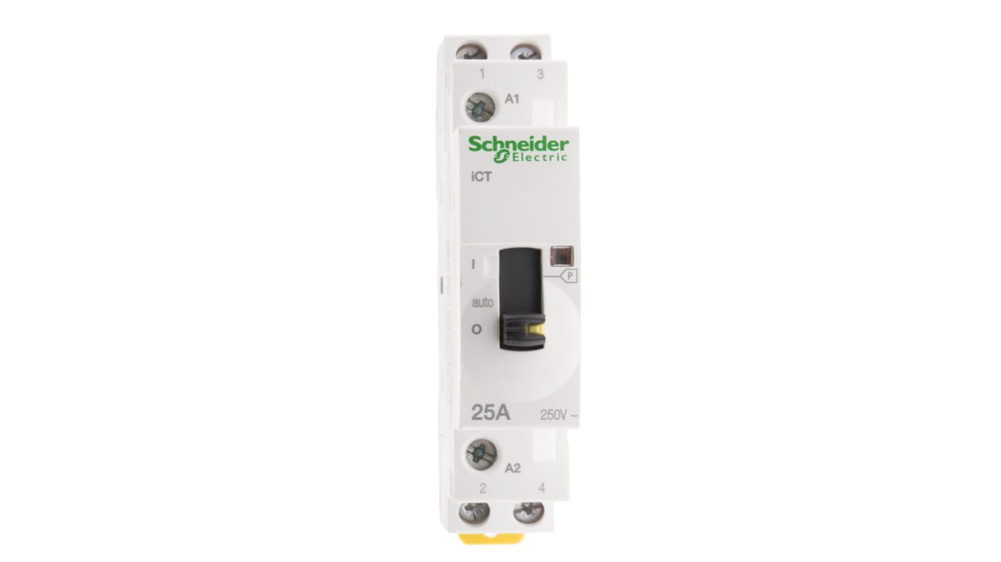 Schneider Electric iCT Series Contactor, 230 V ac Coil, 2-Pole, 25 A, 2NO, 250 V ac