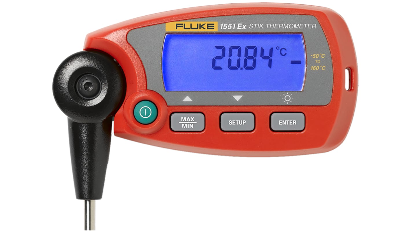 Fluke 1551 Wired Digital Thermometer for Industrial Use, RTD Probe, 1 Input(s), +160°C Max, ±0.05 °C Accuracy - With