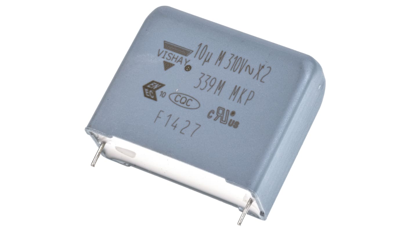 Vishay F339M X2 Polypropylene Film Capacitor, 310V ac, ±20%, 10μF, Through Hole