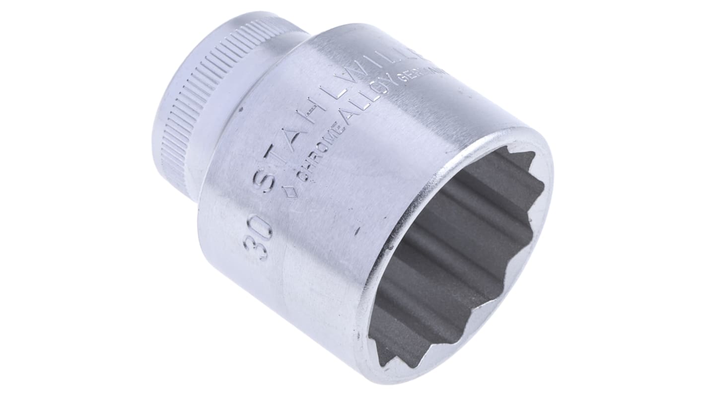 STAHLWILLE 1/2 in Drive 30mm Standard Socket, 12 point, 45 mm Overall Length