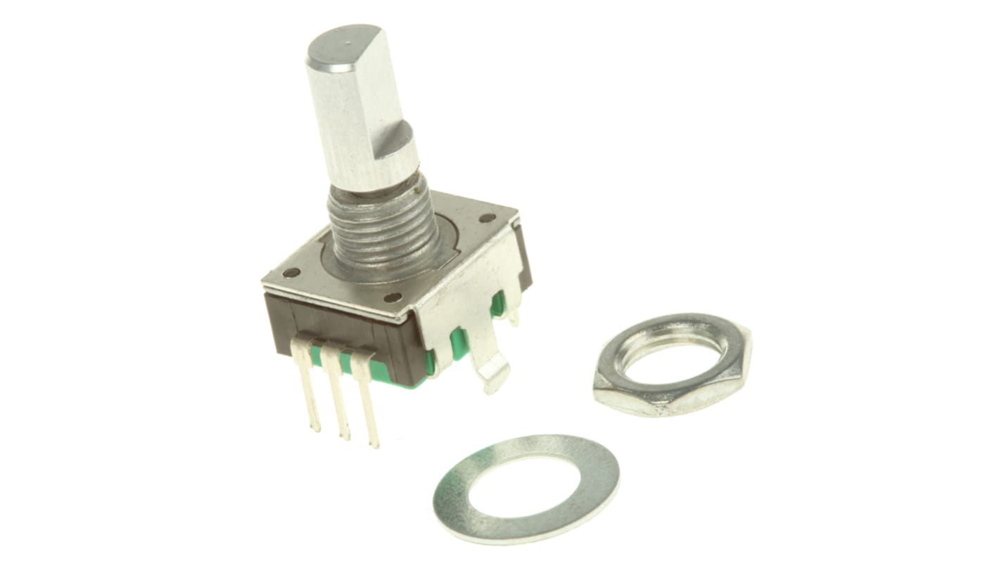 Bourns 24 Pulse Incremental Mechanical Rotary Encoder with a 6 mm Flat Shaft (Not Indexed), Through Hole