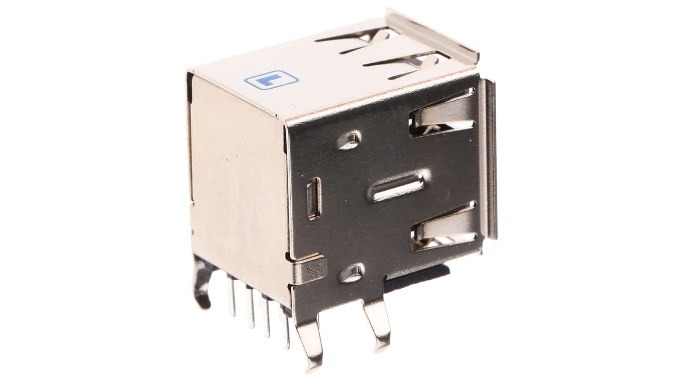 Lumberg USB-Steckverbinder 2.0 A, 2-Port Buchse / 1.0A, THT-Lötanschluss