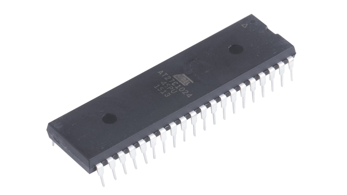 Chip EPROM AT27C1024-45PU, 1Mbit, 64K x 16 bits, 45ns, PDIP 40 pines 4,5 → 5,5 V