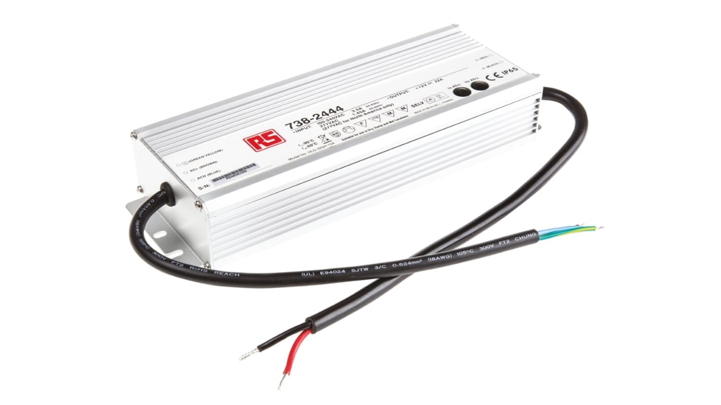 Budič LED HLG-320H-12ARS 12V 22A 264W ztlumování: Potenciometr IP65 konstantní napětí MEAN WELL