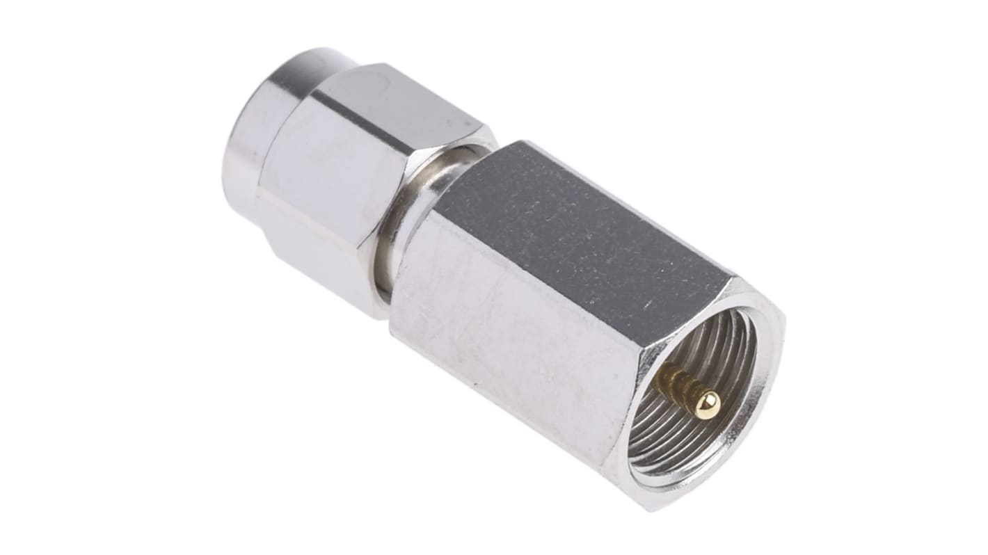 Adaptador de RF RS PRO 50Ω, Macho Ángulo recto FME a Macho SMA, 900MHZ Níquel