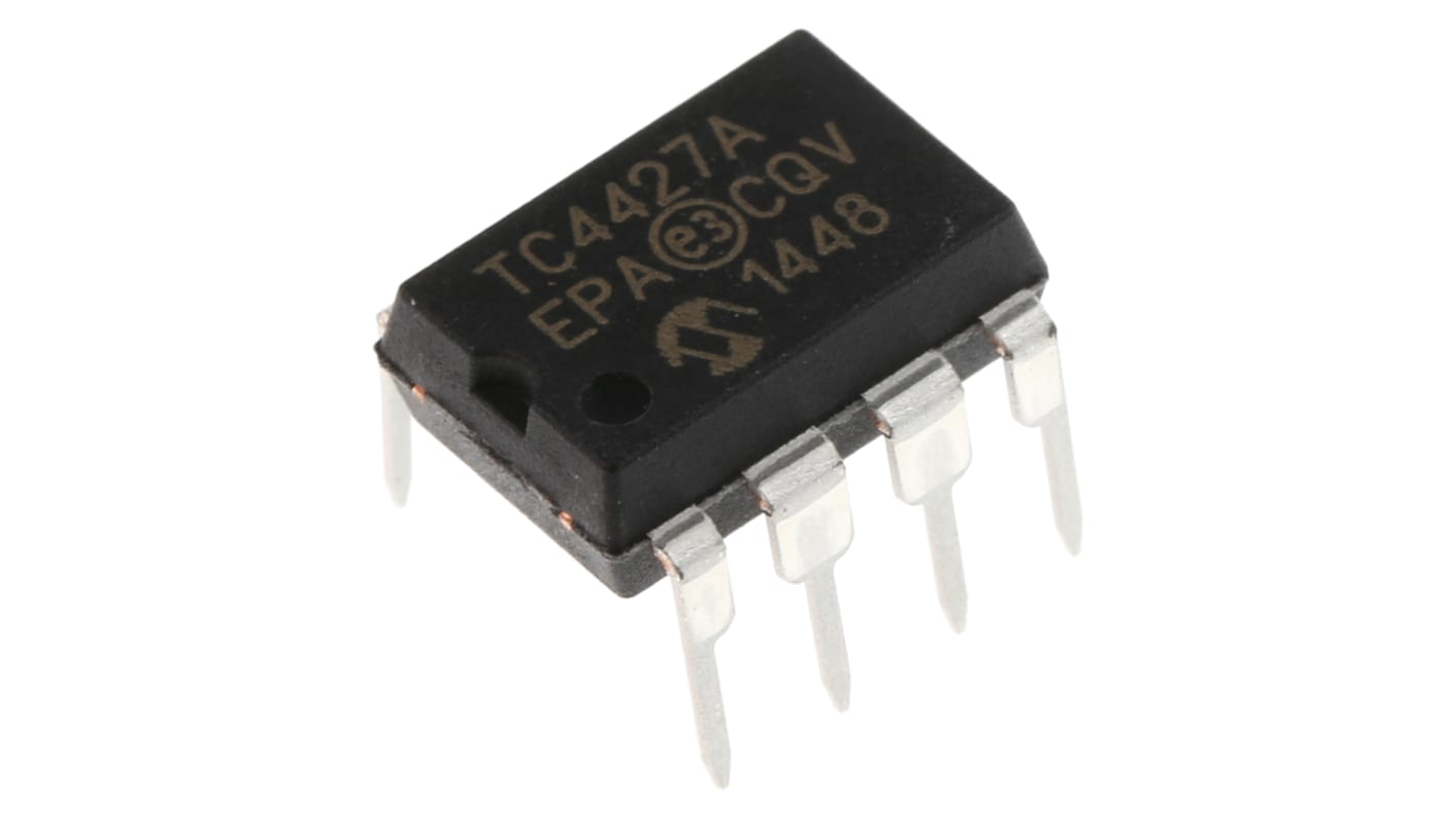 Driver de MOSFET TC4427AEPA, CMOS, TTL 1,5 A 18V, 8 broches, PDIP