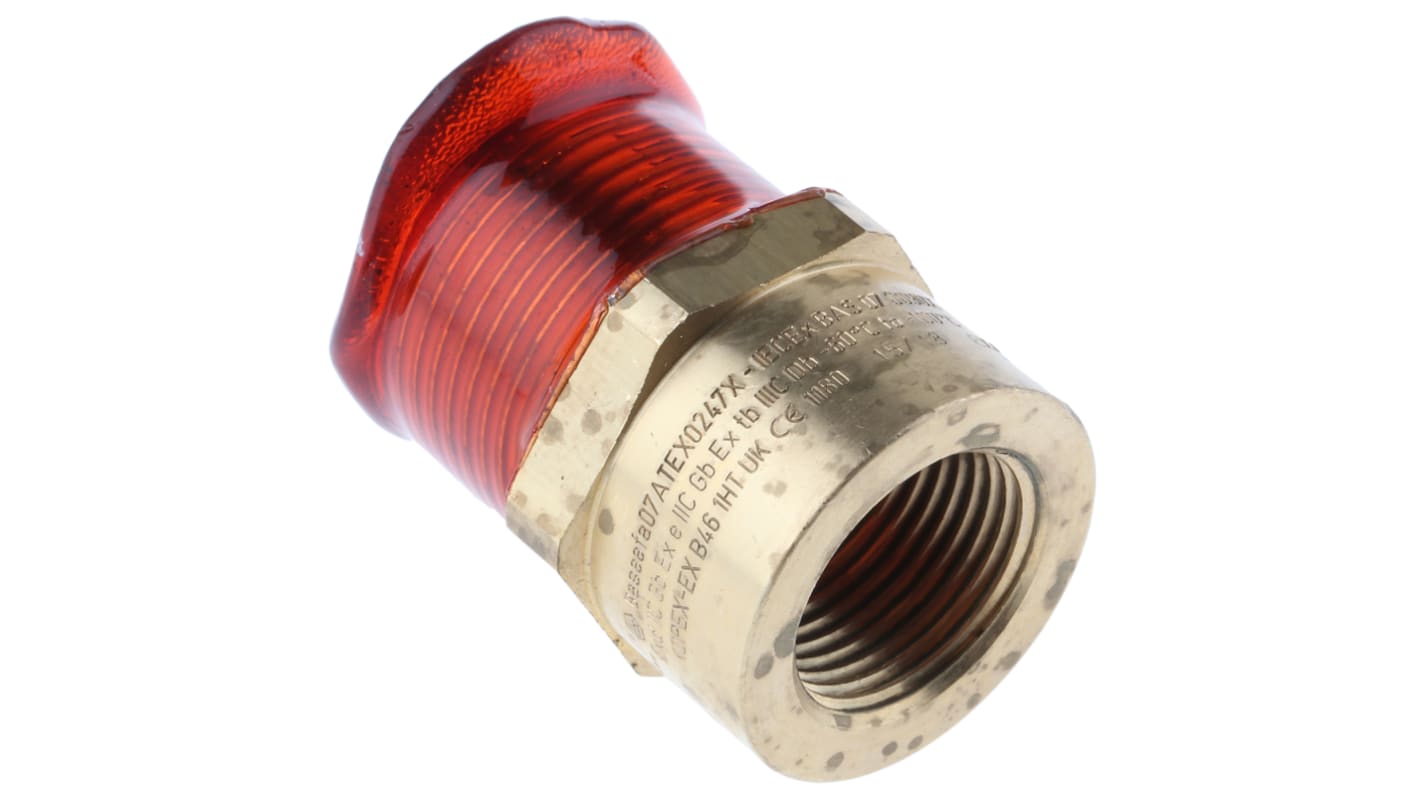 Kopex Thread Converter, Conduit Fitting, 20mm Nominal Size, 3/4 in NPT → M20, Brass