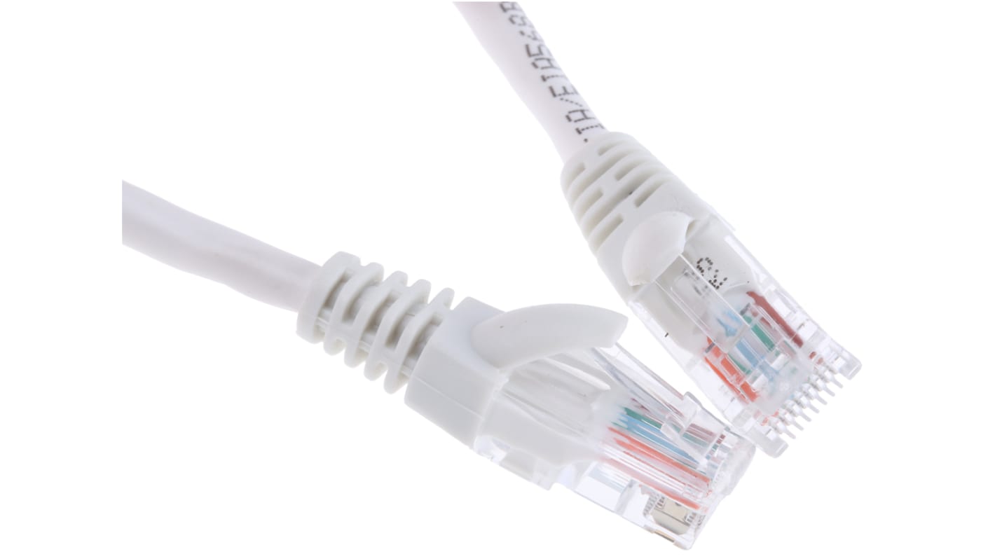 RS PRO Cat5e Male RJ45 to Male RJ45 Ethernet Cable, U/UTP, White PVC Sheath, 0.5m