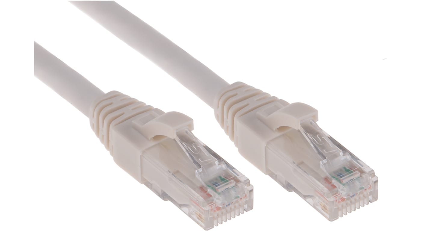 Cavo Ethernet Cat5e (U/UTP) RS PRO, guaina in PVC col. Bianco, L. 5m, Con terminazione