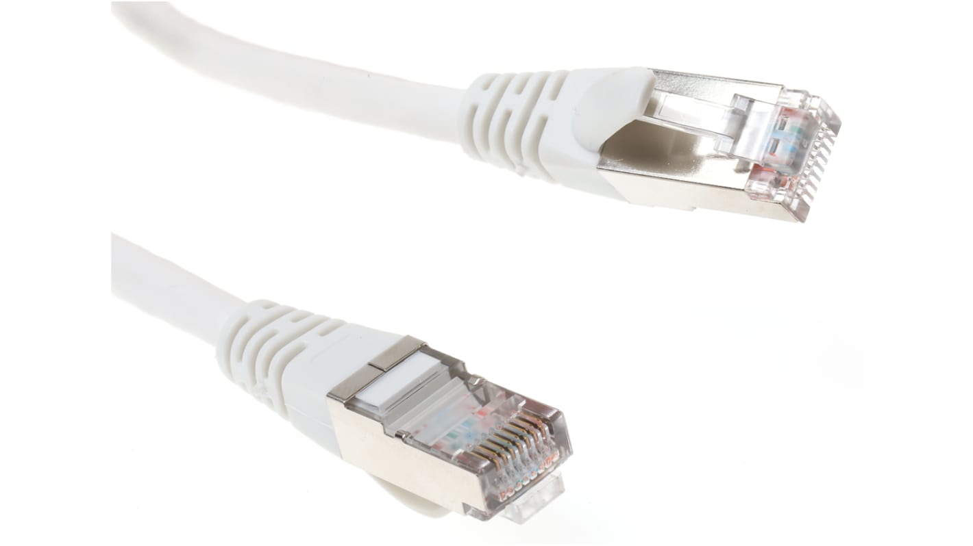 RS PRO Cat5e Male RJ45 to Male RJ45 Ethernet Cable, F/UTP, White PVC Sheath, 3m