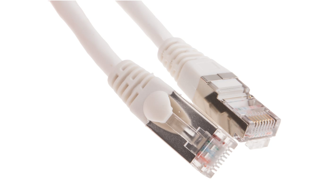 RS PRO Cat5e Male RJ45 to Male RJ45 Ethernet Cable, F/UTP, White PVC Sheath, 10m