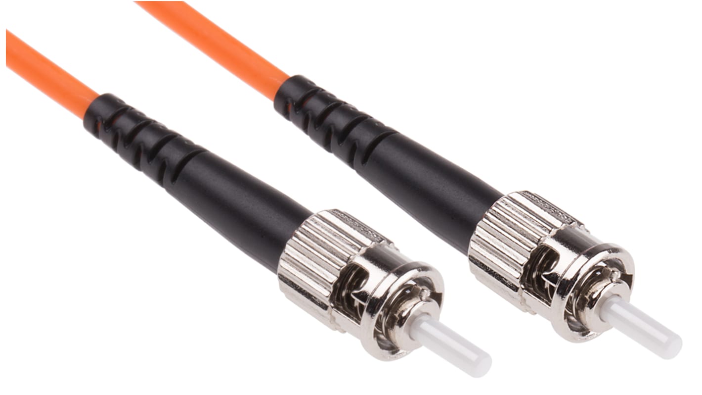 Cable de fibra óptica RS PRO OM1, con A: ST, con B: ST, long. 30m, funda de , funda libre de halógenos y bajo nivel de