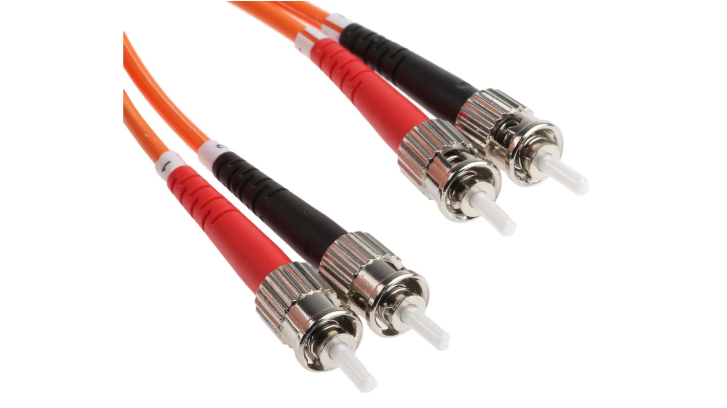 Cable de fibra óptica RS PRO OM1, con A: ST, con B: ST, long. 20m, funda de , funda libre de halógenos y bajo nivel de