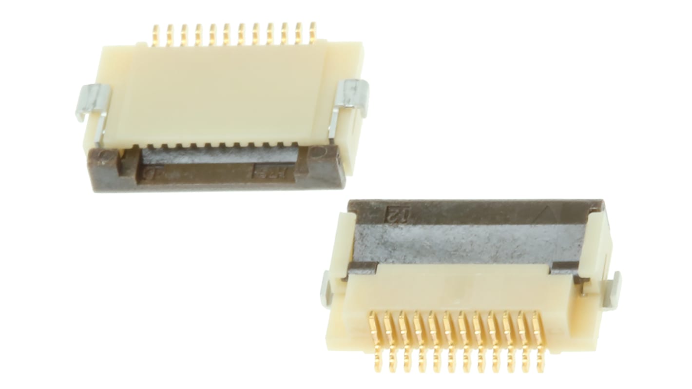 Connettore FPC Hirose, 12 via/e , 1 fila/e , passo 0.5mm, Femmina, Contatto inferiore ZIF, Montaggio superficiale