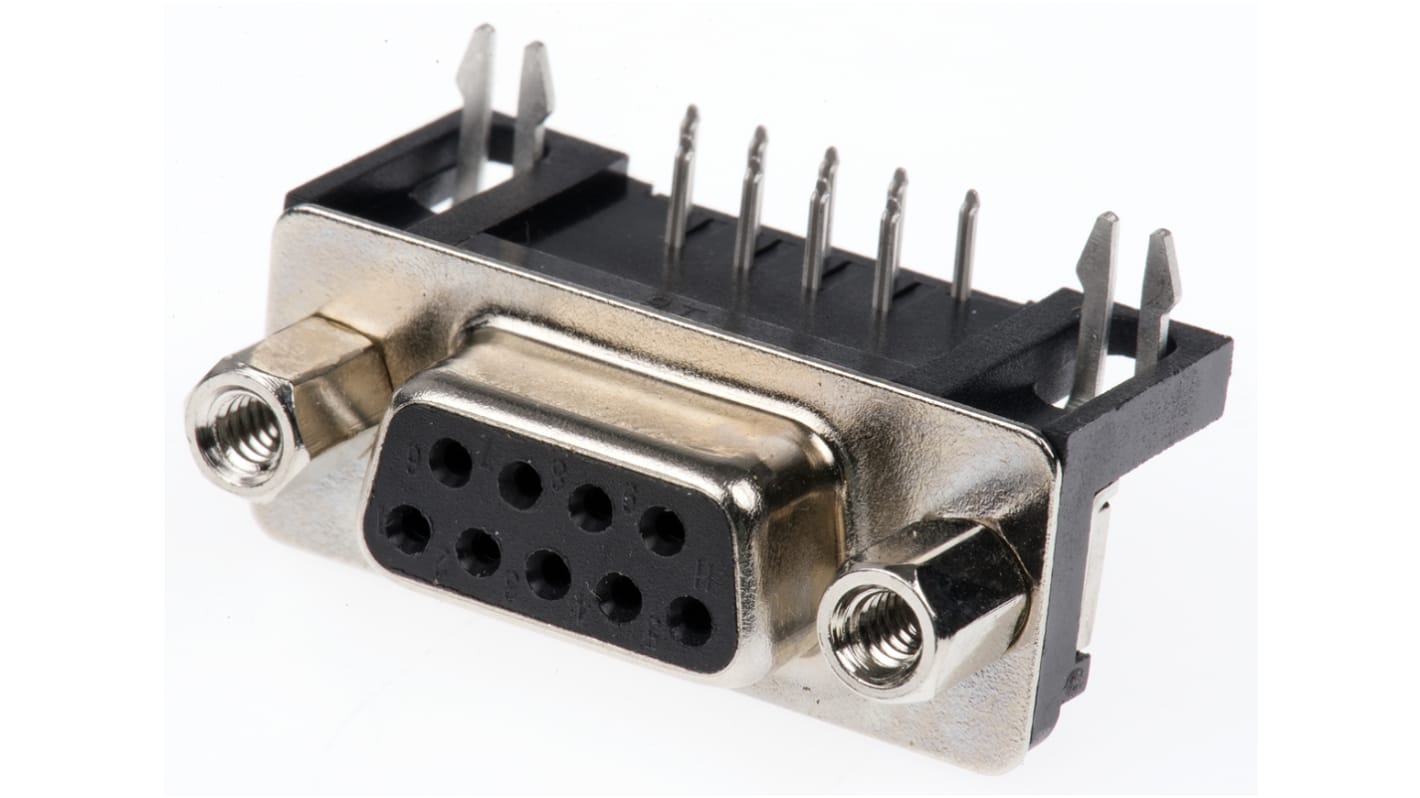 TE Connectivity Amplimite HD-20 9 Way Right Angle Panel Mount PCB D-sub Connector Socket, with 4-40 UNC Threaded