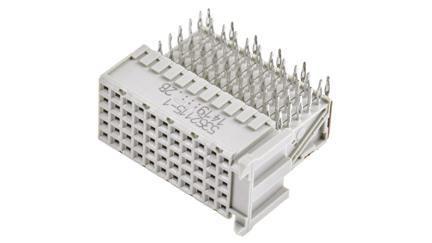 Conector de backplane TE Connectivity, Serie Z-PACK HM, paso 2mm, 55 vías, 5 filas, Ángulo de 90° , Hembra, Soldadura,