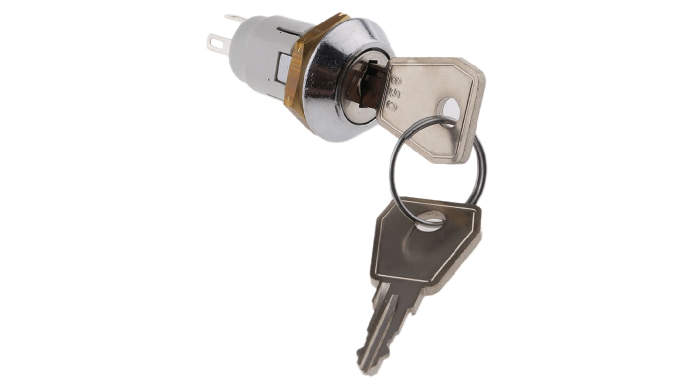 Key Switch, SPDT, 1 A @ 24 V dc 2-Way Common-Key