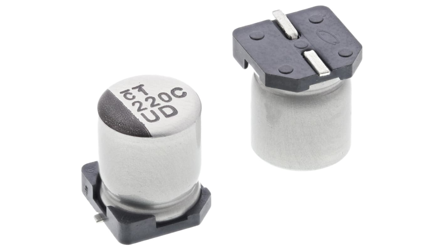 Nichicon UD, SMD Aluminium-Elektrolyt Kondensator 220μF ±20% / 16V dc, Ø 6.3mm x 7.7mm, bis 105°C