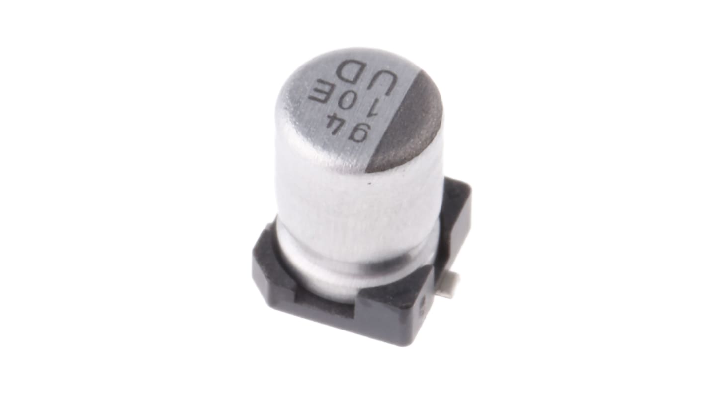 Nichicon 10μF Aluminium Electrolytic Capacitor 25V dc, Surface Mount - UUD1E100MCL1GS