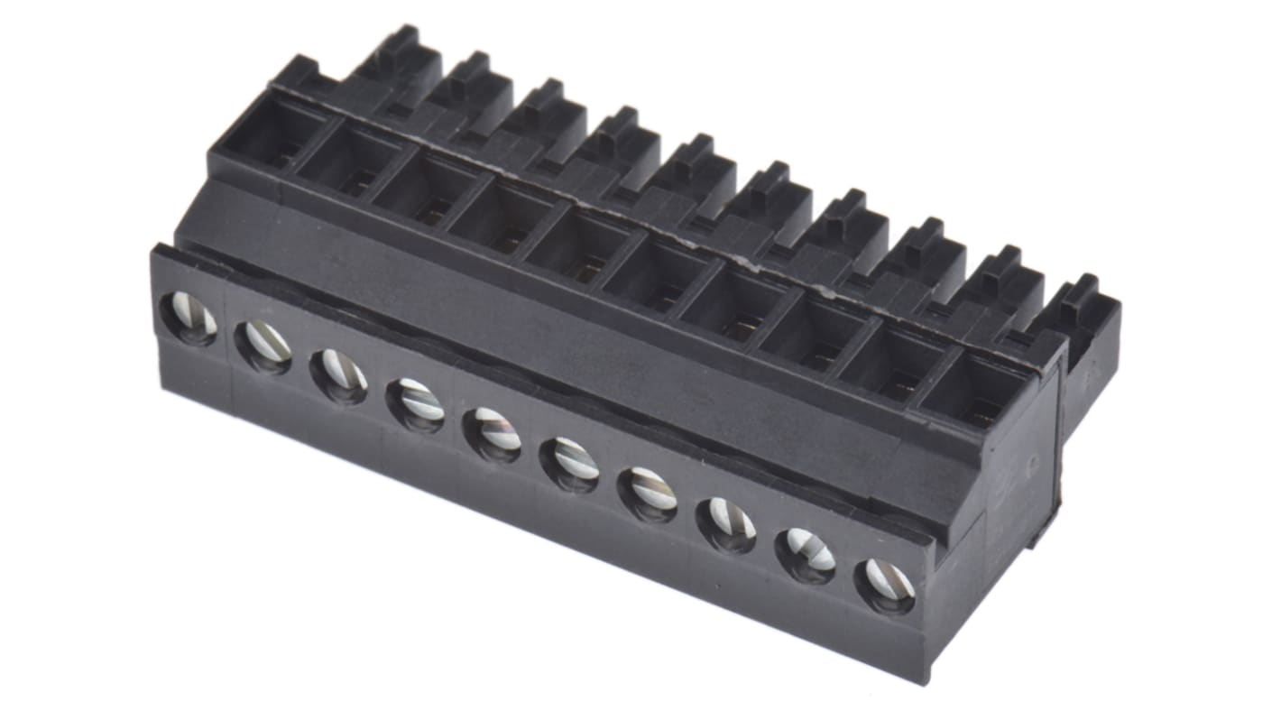 Weidmüller 3.81mm Pitch 10 Way Right Angle Pluggable Terminal Block, Plug, Cable Mount, Screw Termination