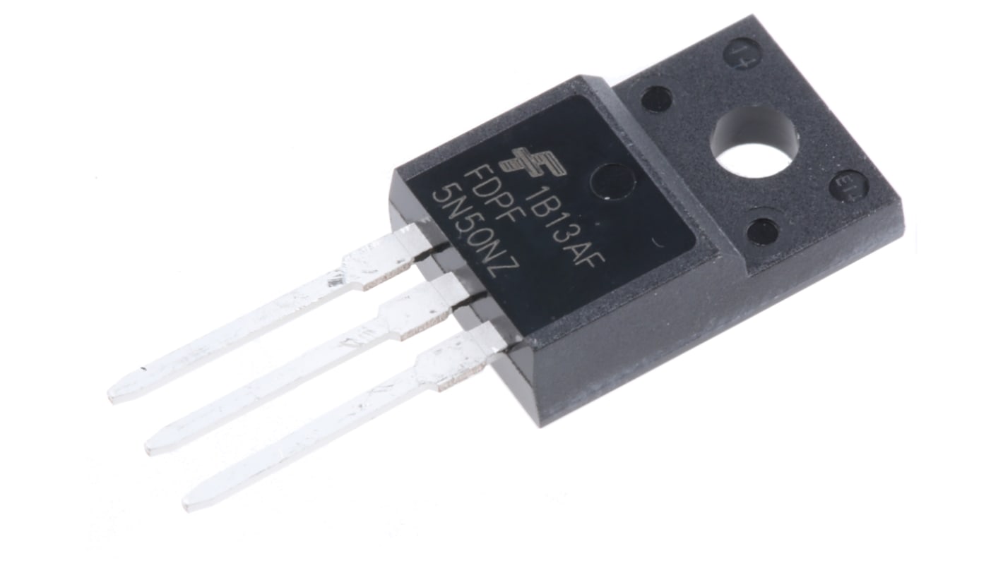 MOSFET onsemi, canale N, 1,5 Ω, 4,5 A, TO-220F, Su foro