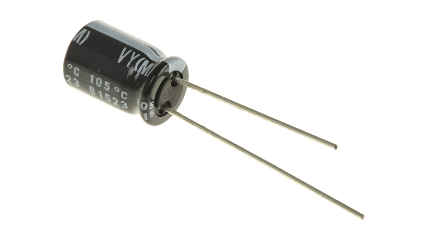 Condensador electrolítico Nichicon serie VY, 470μF, ±20%, 16V dc, Radial, Orificio pasante, 8 (Dia.) x 11.5mm, paso