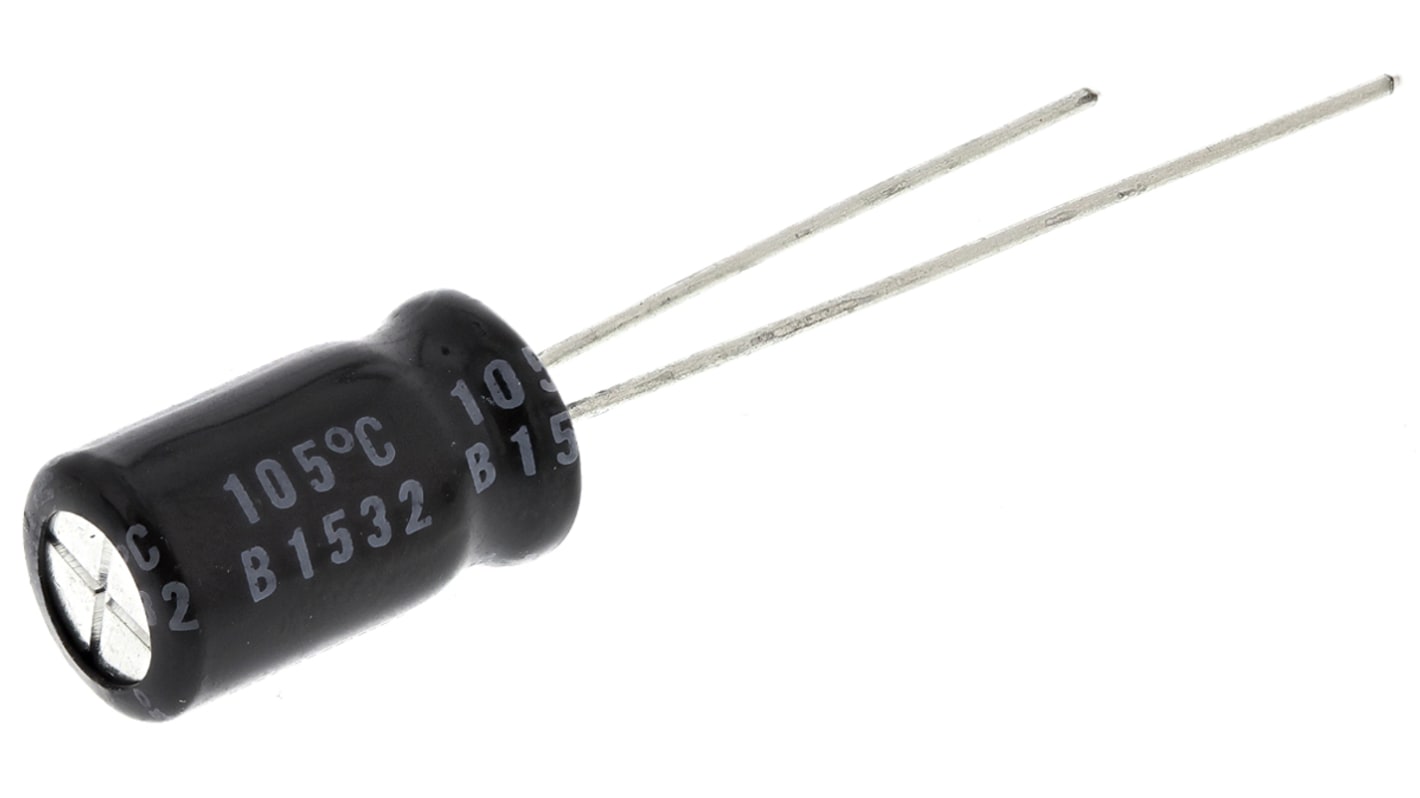 Nichicon VY, THT Aluminium-Elektrolyt Kondensator 100μF ±20% / 35V dc, Ø 6.3mm x 11mm, bis 105°C