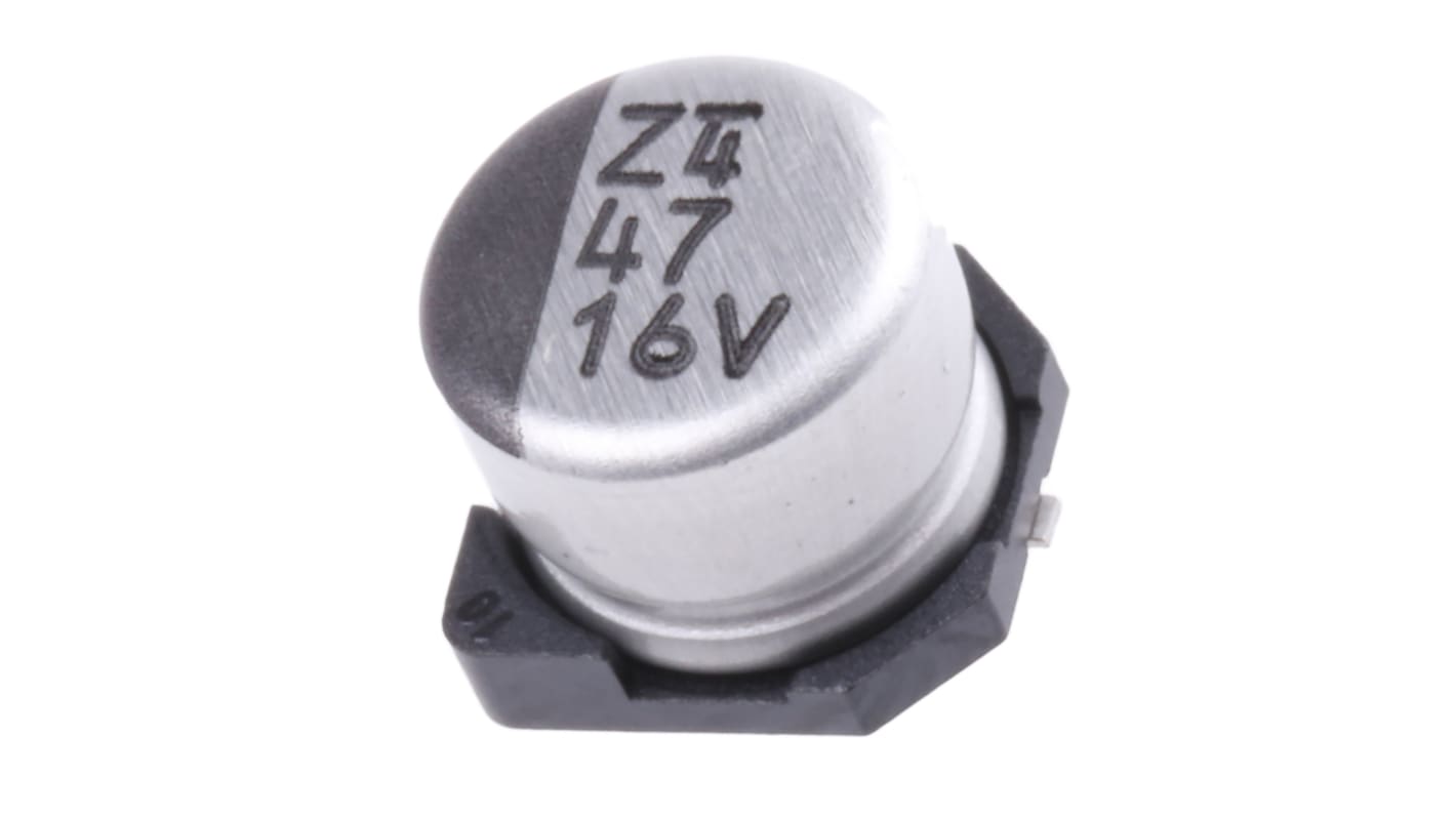 Condensador electrolítico Nichicon serie WX, 47μF, ±20%, 16V dc, mont. SMD, 6.3 (Dia.) x 5.4mm