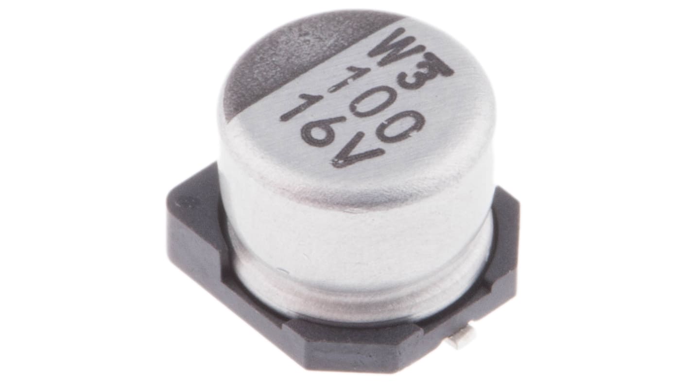 Nichicon WX, SMD Aluminium-Elektrolyt Kondensator 100μF ±20% / 16V dc, Ø 6.3mm x 5.5mm, +85°C