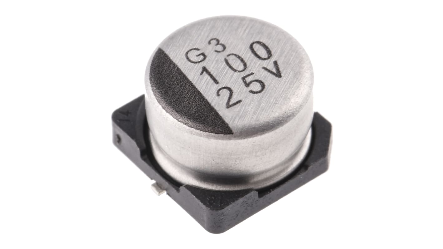 Nichicon WX, SMD Aluminium-Elektrolyt Kondensator 100μF ±20% / 25V dc, Ø 8mm x 5.5mm, +85°C