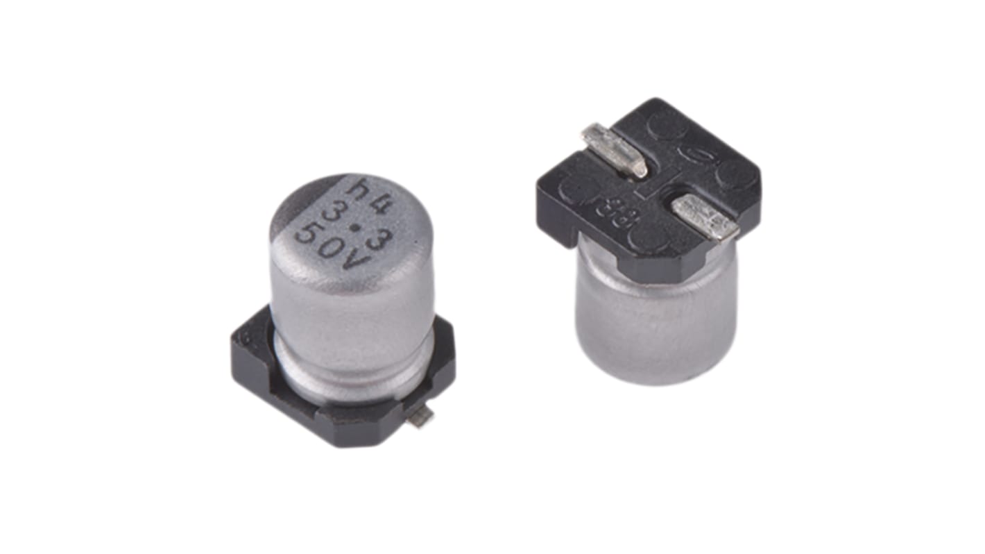 Condensador electrolítico Nichicon serie WX, 3.3μF, ±20%, 50V dc, mont. SMD, 4 (Dia.) x 5.4mm