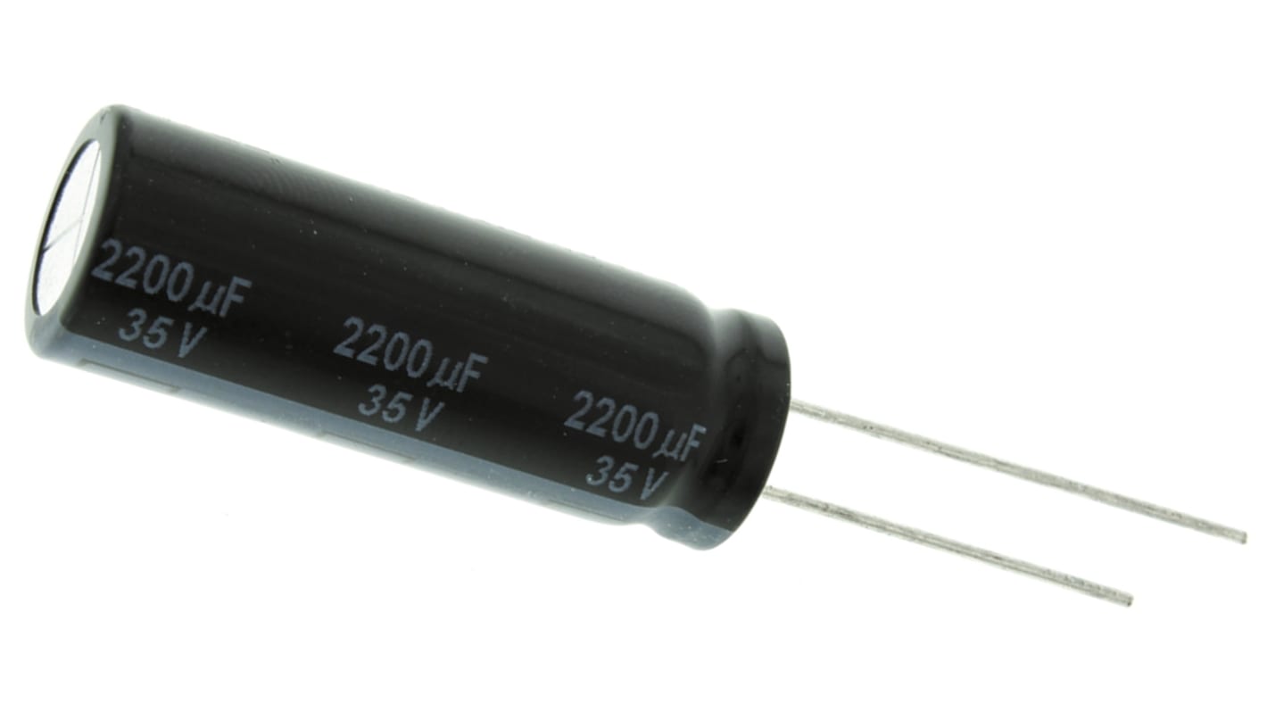 Panasonic , THT Aluminium-Elektrolyt Kondensator 2200μF ±20% / 35V dc, Ø 12.5mm x 35mm, bis 105°C