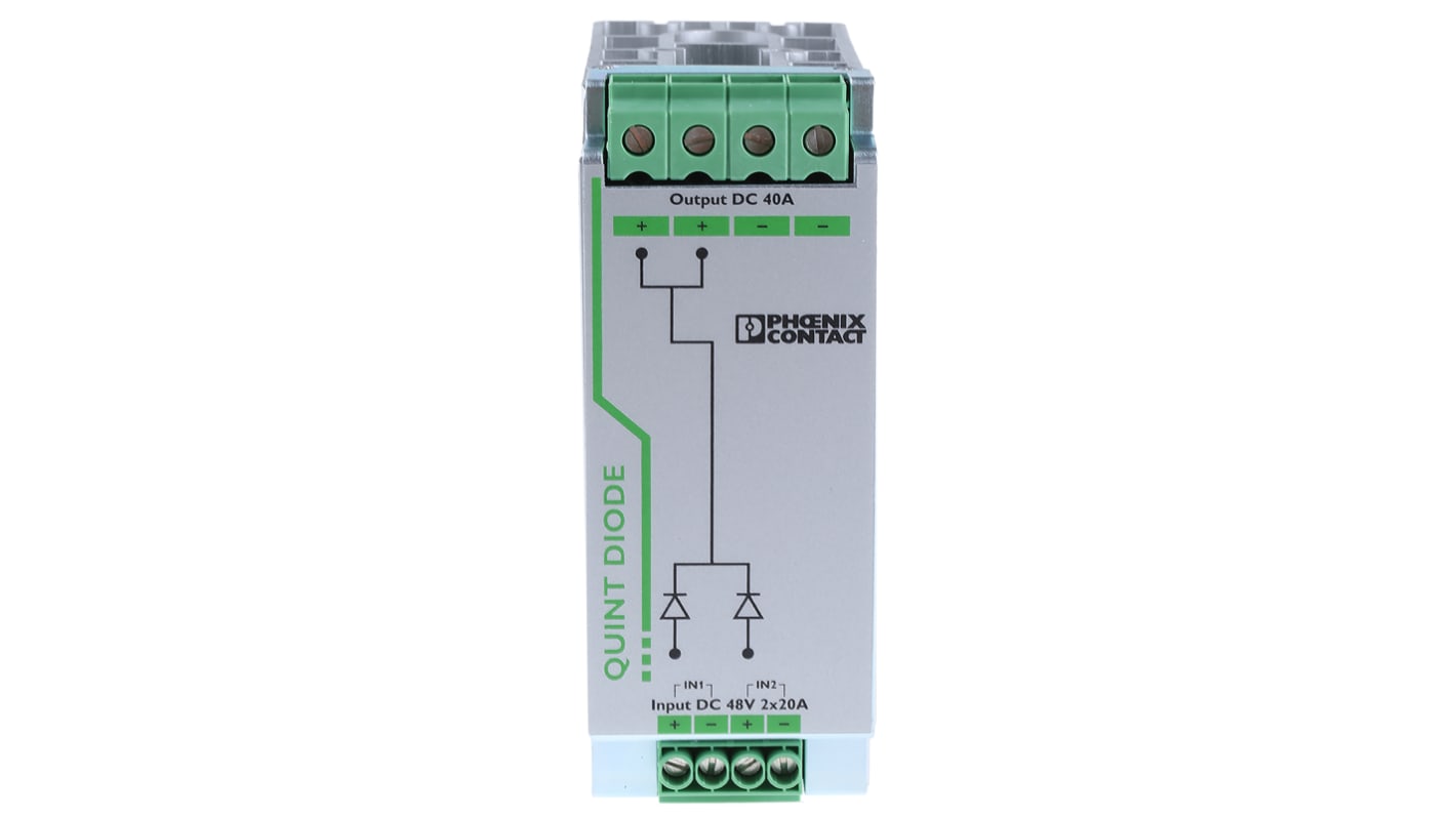 Phoenix Contact DIN Rail Diode Module, for use with DIN Rail Unit, QUINT-DIODE/48DC/2X20/1X40 Series