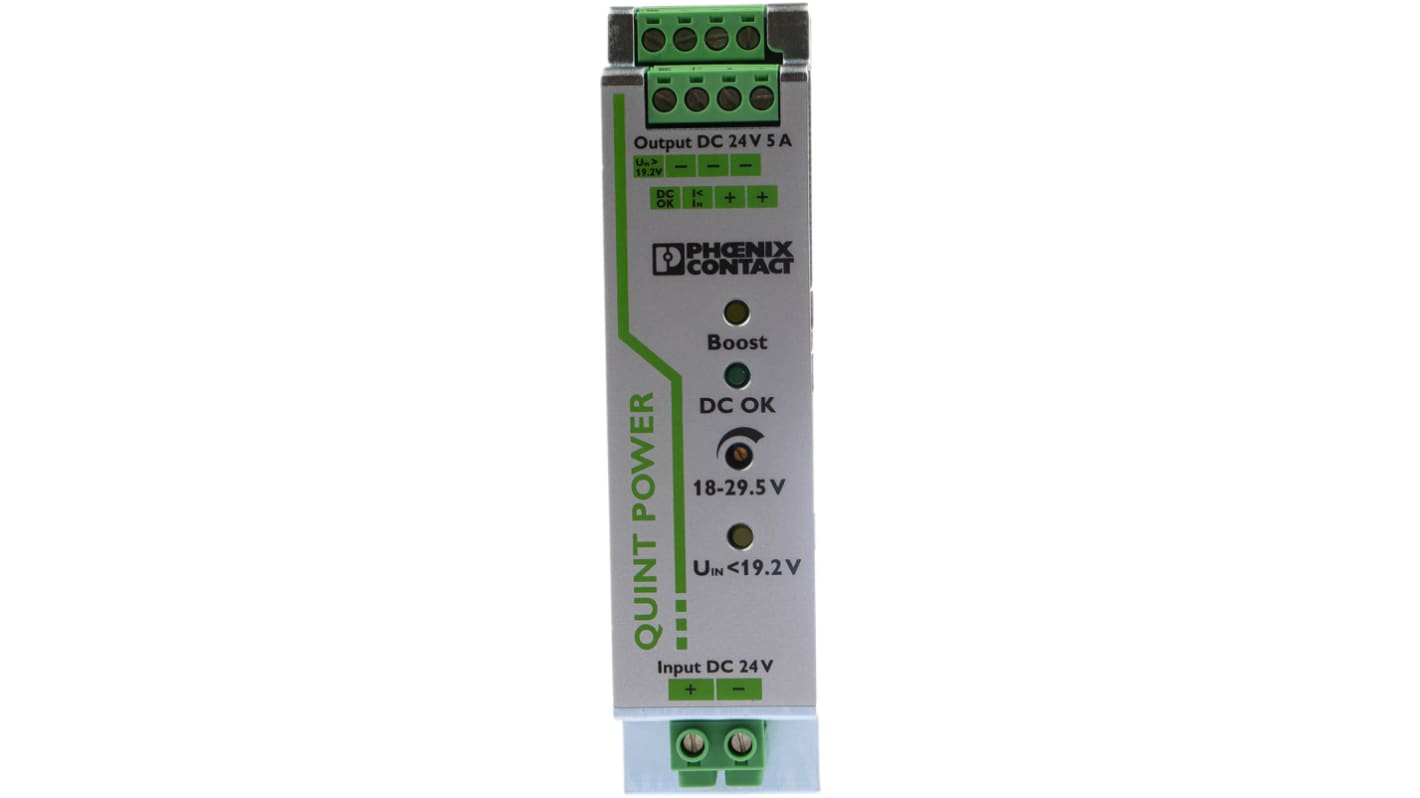 Convertisseur DC-DC Phoenix Contact, QUINT-PS/24DC/24DC/5, Montage rail DIN, 120W, 1 sortie, 24V c.c., 5A