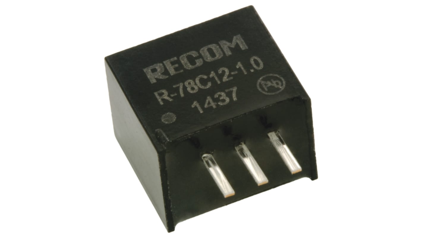 Recom Switching Regulator, Through Hole, 12V dc Output Voltage, 15 → 42V dc Input Voltage, 1A Output Current, 1