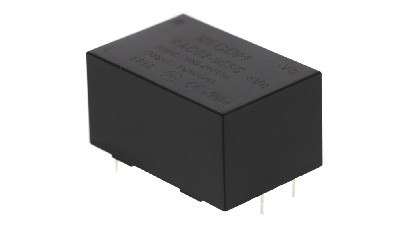 Recom スイッチング電源 5V dc 400mA 2W RAC02-05SC