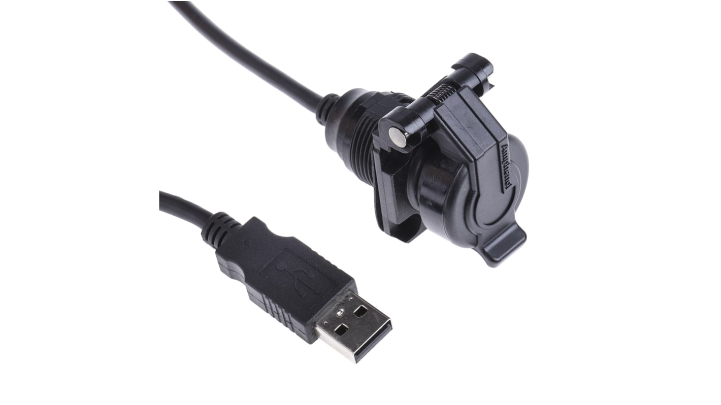 Amphenol Socapex USB csatlakozó Anya – apa Egyenes, Panelre szerelhető IP54, verzió: 2.0, 5,0 V, 5.0A, USB Access Point