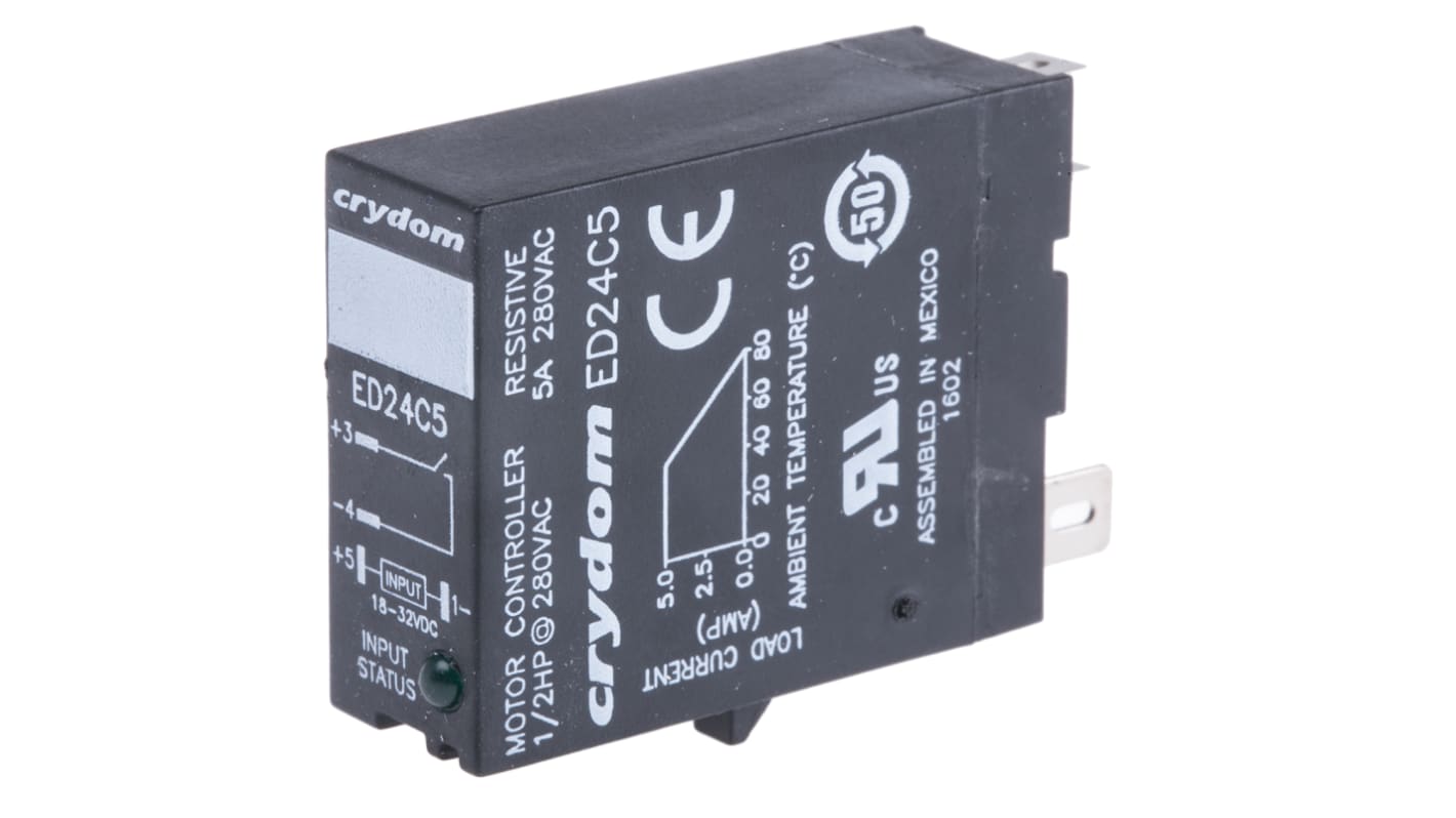 Sensata Crydom ED Series Solid State Relay, 5 A Load, DIN Rail Mount, 280 V rms Load, 32 V dc Control