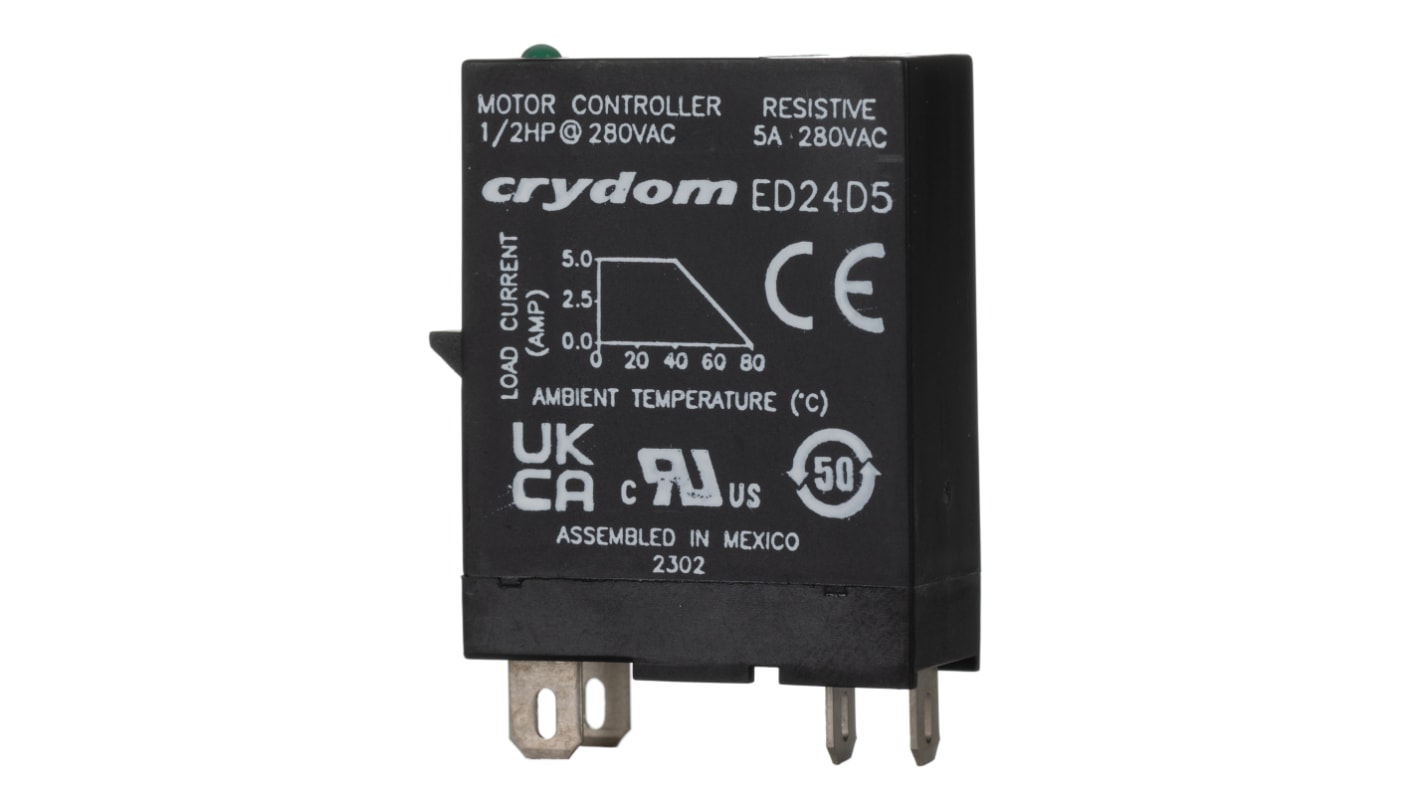 Sensata Crydom ED Series Solid State Relay, 5 A Load, DIN Rail Mount, 280 V rms Load, 15 V dc Control