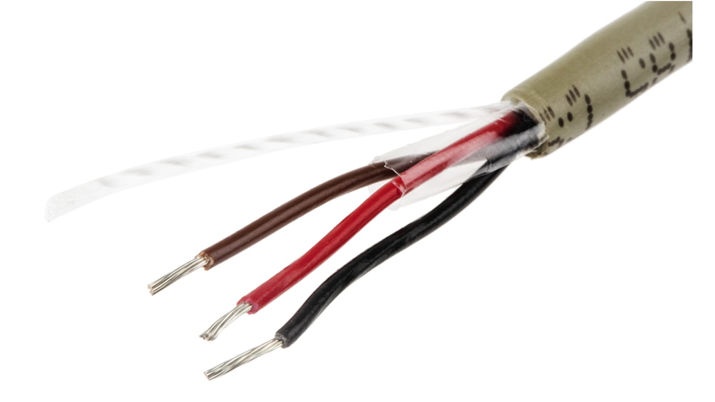 Alpha Wire Multicore Data Cable, 0.09 mm², 3 Cores, 28 AWG, Unscreened, 50m, Grey Sheath