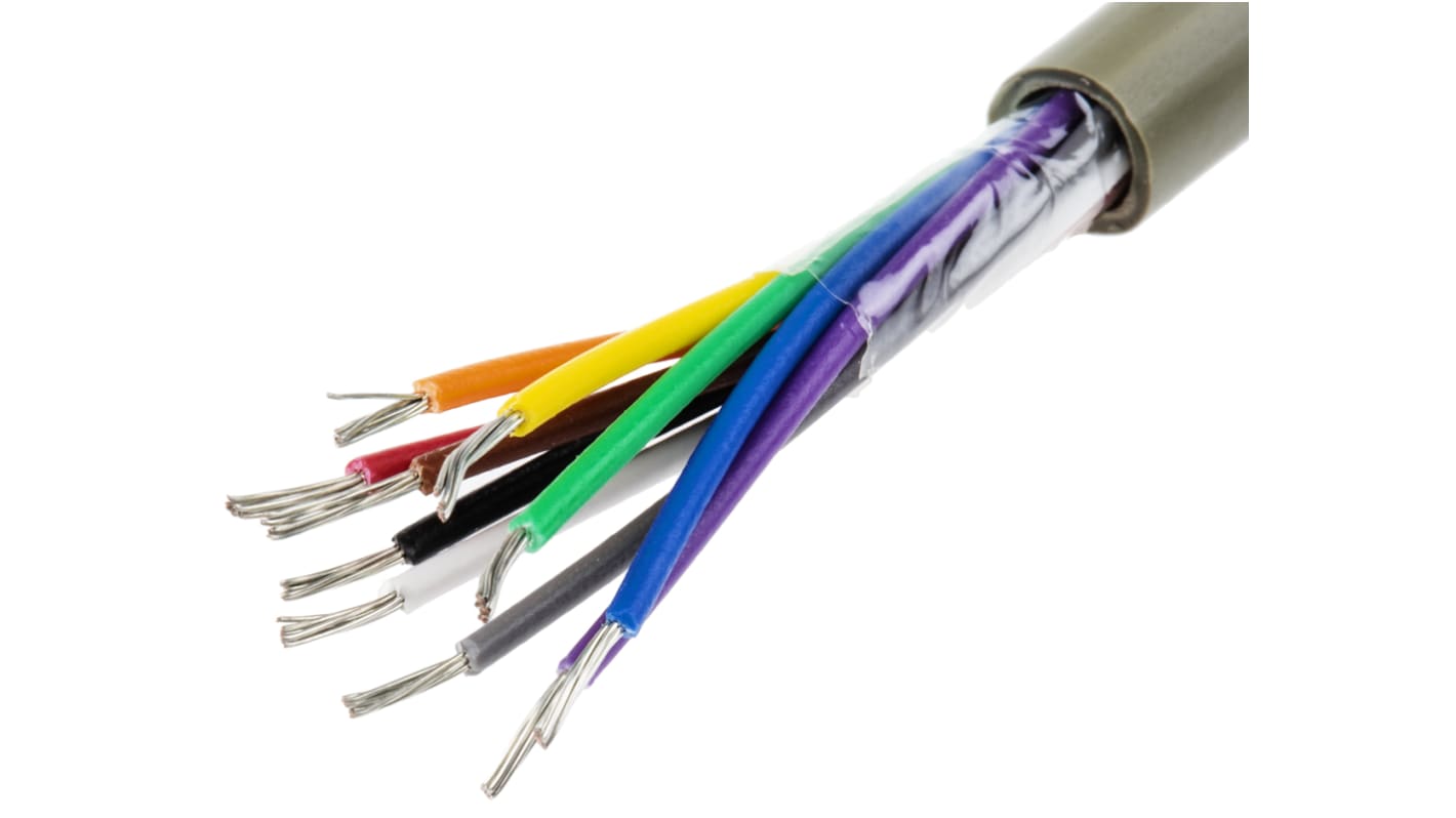 Cable de datos Alpha Wire ProTekt de 10 conductores, 0.23 mm², 24 AWG, long. 50m, Ø ext. 6.17mm, funda de PVC Gris